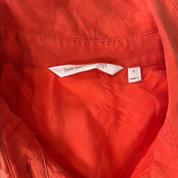 Soft Sorroundings orange shimmery cascade sleeveless button up Dress - Picture 7 of 8